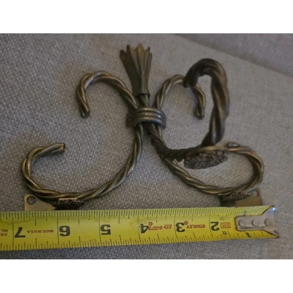 VTG Set 2 Hollywood Regency Brass Twisted Rope Wall Shelf Brackets Era 1970s-80s